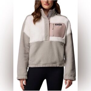 NWT Columbia Ladies' Half Snap Sherpa Fleece Pullover, Grey XL